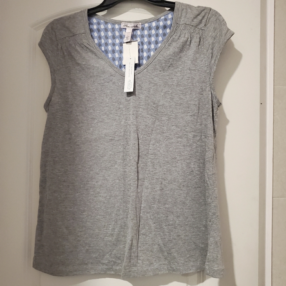Flora's Follies Grey Pajama Short Sleeve Top L